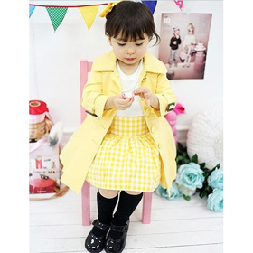 Children's Long Sleeve Cotton Button Up Collar Coats