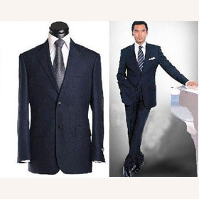 Wool Shoulder Pads Two Buttons Business Men's Suits