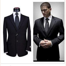 Two Botton Slim Classic Black Suits Black Men's Suits