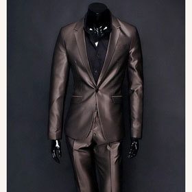 With A Line On The Back Long Sleeve Light Golden Men's Suits