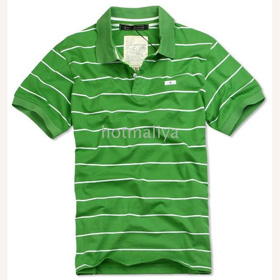 Green Horizontal Stripes Short Sleeve Men's T-Shirts