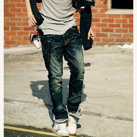 Color Fade Proof 100% Cotton Plain Dyed Men's Jeans