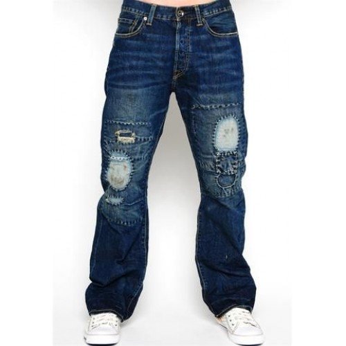 Dark Blue With Button Polyester & Nylon Men's Jeans