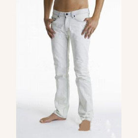White With Zipper Low Waist Men's Jeans