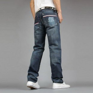 Cotton & Nylon Dark Blue Low Waist Men's Jeans