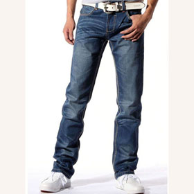 Dark Blue Low Waist With Zipper Men's Jeans