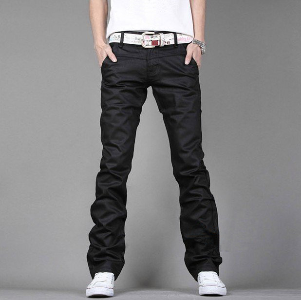 Black Low Waist With Zipper Men's Jeans