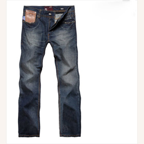 Cotton & Nylon Dark Blue Zipper Men's Jeans