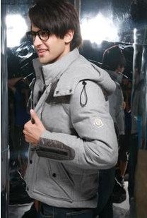 Gray With Zipper Long Sleeve Men's Vests & Waistcoats