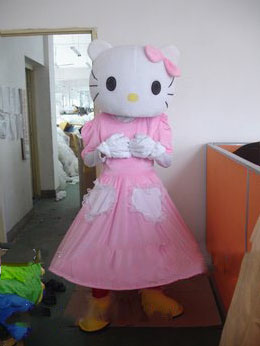 Handwork Unsex Pink Cat Mascot Costume