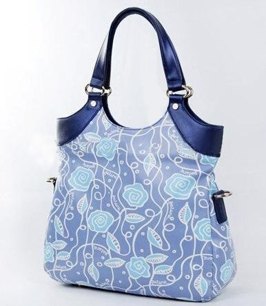 Genuine Leather Light Blue With Zipper Hobos Bags
