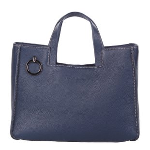 Dark Blue Genuine Leather Square Shape Hobos Bags