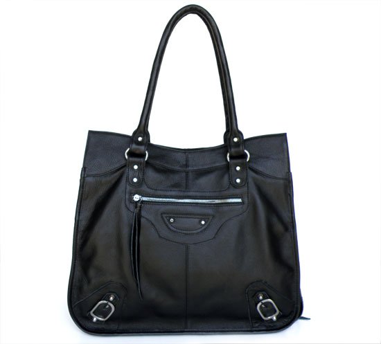Real Leather Black Shoulder Bag