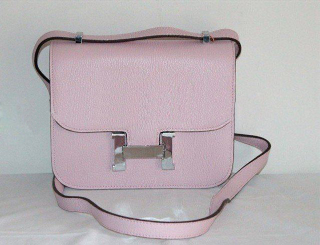 Pink Genuine Leather Square Shape Shoulder Bags