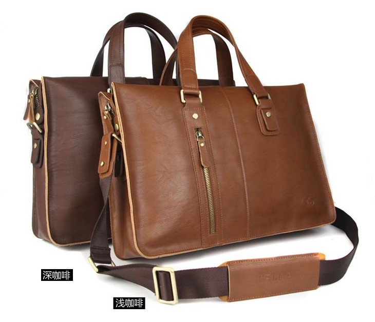 Genuine Leather Short Belt Zipper Rivet Metal Buckle Men Used Messenger Bags
