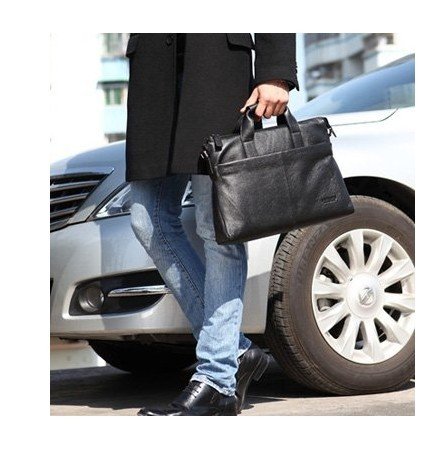 Genuine Leather Long Belt Zipper Large Capacity Portable Messenger Bags