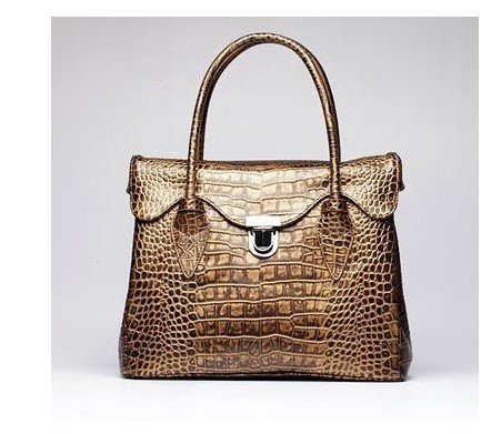 Genuine Leather Snakeskin Lines Metal Buckle Button Messenger Bags