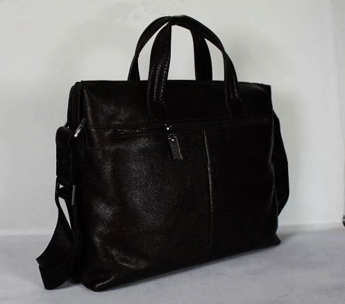 With Zipper Genuine Leather Black Messenger Bags