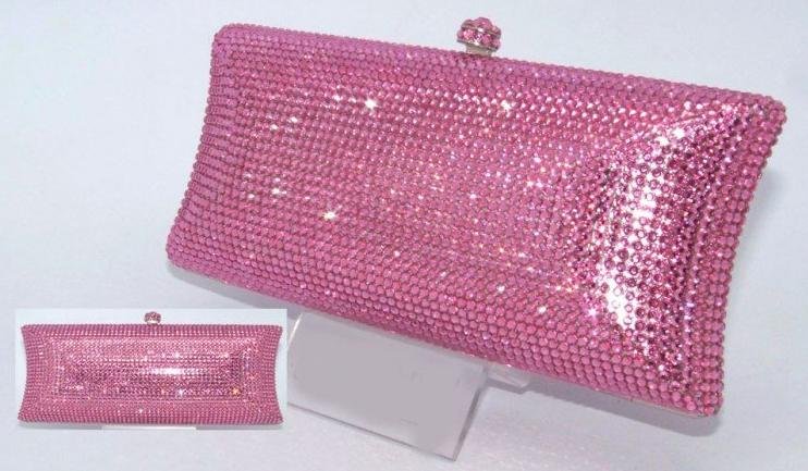 Crystal & Stainless Steel Red Rectangular Shape Clutches