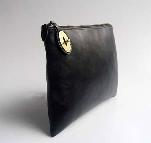 Black Rectangular Shape With Zipper Clutches