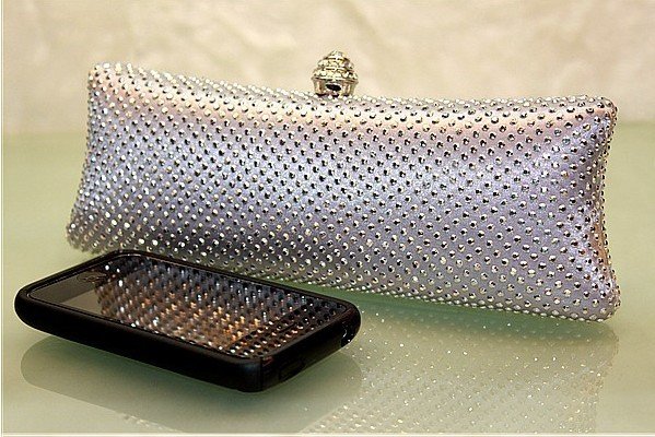 Silver Shiny Crystal Handcraft Evening Bags