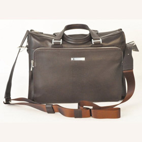 Two Use Genuine Brown  Leather Man's Briefcase