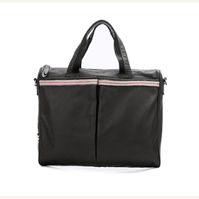 Genuine Leather Black Zipper Briefcase