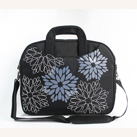 Black With Flower Images Rectangular Shape Laptop Bags