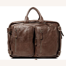 Zipper Genuine Leather Solid Laptop Backpacks