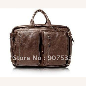 Genuine Leather Zipper & Hasp Men Laptop Backpacks