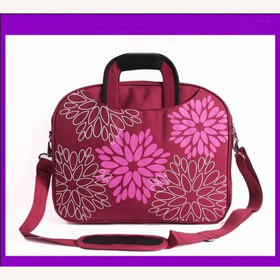 Red With Flowers Images On Zipper Laptop Backpacks