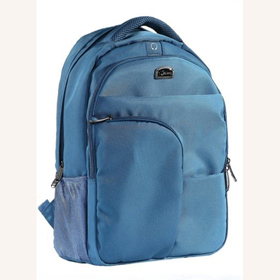 Blue Nylon With Many Zippers Laptop Backpacks