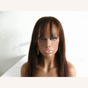 Full Lace 16" Medium Brown Human Hair Wigs