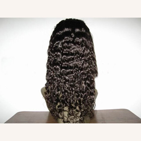100% Human Hair 14'', 1B#, Curl Full Lace Wig Free Shipping
