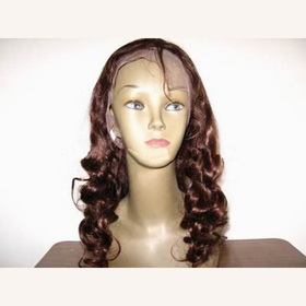 Human Hair 18 Inch Length Curls Dark Red Full Lace Wigs