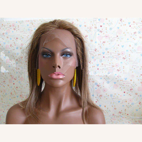 Human Hair 10 Inch Length Yellow Straight Full Lace Wigs