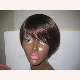 Lady Indian Remy Short Brown Full-lace Human Hair Wigs
