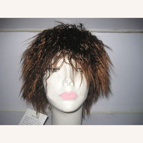 Short Brown Small Waves Rolled Lady Hair Full Wigs