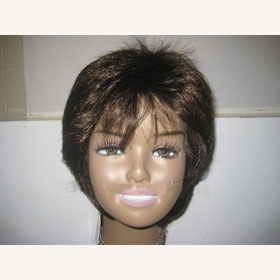 Romantic Lady Short Brown Full-lace Human Hair Wigs