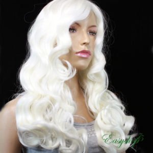 Women's Long Curly White Top Skin Cosplay Wig
