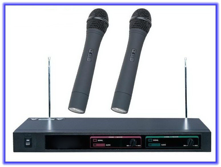 New VHF Dual Channel Wireless DJ & Karaoke Microphone Mic. System