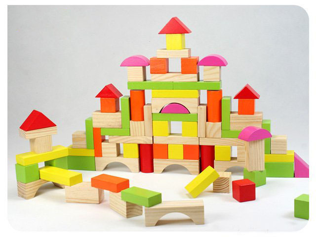Geometric Blocks Wooden Square Baby Educational Tools