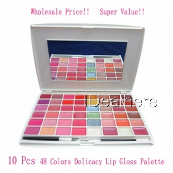 Free Shipping For High Grade Wholesale Price - 10 Pcs Professional 48 Colors Delicacy Lip Gloss Palette