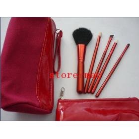 Lowest price +Free Shipping wholesale 5 Pieces red Makeup Brush sets+ pouch (20 set/lot)