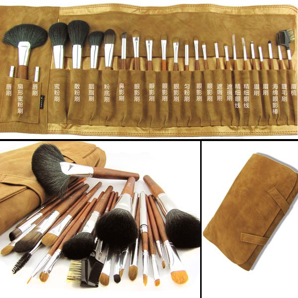 Free Shipping Brand New 24PCS Professional Makeup Brush Set + Brush Roll(TB026)