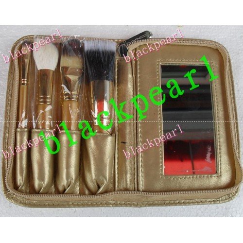 Free shipping+Free Gift!NEW Makeup Brush 4 pcs Set + Golden yellow leather Pouch(20 pcs/lot)
