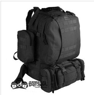 Black Multi-function Combination Nylon Zipper Large Capacity Hiking Backpack