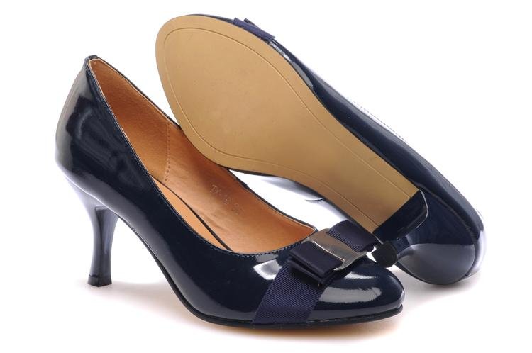 Blue Genuine Leather High-heeled Shoes