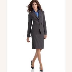 Cotton Two-Button Women Business Skirt Suit