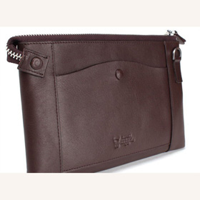 Brown 100% Genuine Leather Men's Clutch Bag